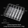 Large 24-slot clear acrylic lipstick organizer, size 16.7x11x7.3cm - 24 Grids Large (No Lid)