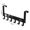 Black metal over-the-door hooks with 6 hangers and cute cat patterns. - 6 Hooks / Black Lucky Cat