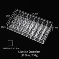 Transparent acrylic 36-slot lipstick organizer rack with specific dimensions and weight - 36 Grids (No Lid)
