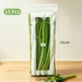 Durable long transparent airtight food storage bag with double seal, size 12x31cm, pack of 15 - Double Zipper Thickened / 15 Pcs Pack / Clear
