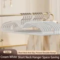 Cintre à col court blanc crème anti-trace avec design antidérapant pour gagner de la place - Blanc Crème