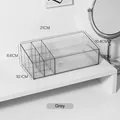 Grey acrylic lipstick storage box with dustproof lid for desk, 1-pack variant SKU - 7 Grids (No Lid/Grey)
