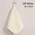 Cream white coral fleece hand towel with cloud texture, hanging design, 30x30cm size - 1 Piece / Off White