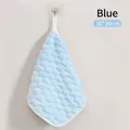 Soft blue coral fleece hanging hand towel 30x30cm absorbent drying cloth for kitchen - 1 Piece / Blue