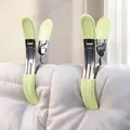 Heavy duty large windproof quilt clips with light green non-slip grips for laundry - L / Off White