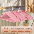 Pink non-slip clothes hangers with an anti-shoulder bulge design for home closet - Pink [bold style 55g]