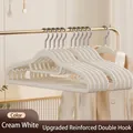Non-slip cream white clothes hangers with shoulder protection and double hooks for dorm room - Double Position Style / Cream White