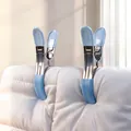 Heavy-duty windproof stainless steel quilt clips in light blue for secure laundry drying - L / Light Blue