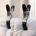 Large windproof stainless steel quilt clips with non-slip pads for laundry - L / Black