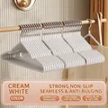 Pack of cream white non-slip hangers with seamless design to prevent shoulder marks - Extra Thick Style / 70g (ai-10 Pieces/Pack) / Cream White