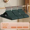 Set of durable non-slip peacock green clothes hangers for seamless garment storage - Malachite green [extra thick style 70g]
