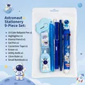 Astronaut themed 9-piece stationery set with pens, ruler, and eraser in a clear bag - Astronaut 9-Piece Set (Blue) / 9-Piece Set