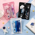 Astronaut stationery set gift pack with pens, eraser and cutter in blue pink black - Astronaut 9-Piece Set (Random Color) / 9-Piece Set
