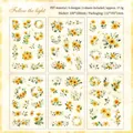 Vintage floral PET sticker set for DIY scrapbooking, sunflower and daisy theme, 6 sheets - 6 Sheets / Stickers--Solar Embrace