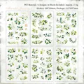 Moonlit Jasmine themed PET sticker set with 6 floral designs for DIY scrapbooking - 6 Sheets / Stickers--Moonlit Jasmine