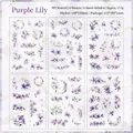 Vintage purple lily floral sticker set for DIY scrapbooking, includes 6 PET sticker sheets - 6 Sheets / Stickers--Purple Lily