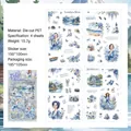 Set of vintage floral PET stickers for scrapbooking journals and DIY art projects - 4 Sheets/Pack / Tidal Atlas