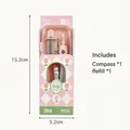 Set de compás metálico rosa con diseño de tulipán y minas, tamaño 15,2x5,2cm - Serie Tulipanes Dibujos Animados / Pink