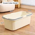 Small cream rectangular plastic mop bucket with durable handles for home cleaning - 15L / Cream