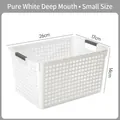 Cesta pequeña de almacenamiento de plástico blanco con asas para el hogar, 26x17x14cm - Blanco Puro Profundo Pequeño