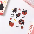 Autocollants en PET imperméables avec d'adorables chats noirs de dessin animé et tomates - Chat Tomate