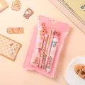 Cute Capybara stationery gift set in pink bag including multi-color pen and pencil - Capybara 7-Piece Set - Pink