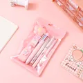Comprehensive 7-piece pink student stationery set featuring pens, erasers, and correction tape - 7-Piece Set / Pink