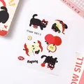 Autocollants en PET imperméables chat noir et pomme pour décoration de scrapbooking - Chat Mangeant une Pomme