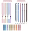 Complete stationery set with 6 highlighters, 6 colored pens and 200 index stickers - Morandi Minimalist Series (Theme Set 1)