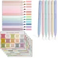 Pastel stationery set with highlighters, gel pens, and bible-themed index stickers - Morandi Dual-Tip Series (Theme Set 2)
