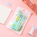 Comprehensive mint green 7-piece school stationery set with pens and eraser in clear pouch - 7-Piece Set / Green