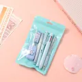 Pastel blue stationery set including pens and an eraser in a handy zip-lock bag. - 6 Pieces/Pack (Without Utility Knife) / Blue