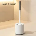 Minimalist white and grey toilet brush set with a thickened storage base included - Set (With Base) / White