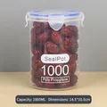 1000ml transparent plastic airtight food storage jar for kitchen grains storage - Large 1000ml / Clear