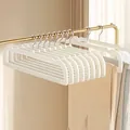 Professionele crèmewitte antislip geflokte kledinghangers voor het ordenen van broeken - Regular Fit / Broken Wit