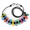 Portable elastic clothesline with 12 colorful clips and hooks for travel and outdoor use. - 12-Pack Clips / Colorful