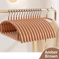Non-slip amber brown seamless clothes hangers for heavy garments - 10 Pieces Pack / Amber Brown