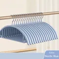 Set of non-slip Nordic Blue seamless hangers for shoulder protection and mark-free drying - 10 Pieces Pack / Nordic Blue