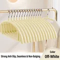 Premium non-slip wide shoulder clothing hangers for coats and sweaters in cream white - 10 Pieces Pack / Off White