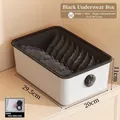 Black stackable underwear storage box for 12 bras with 29.5cm length no dividers design - Bra Box With Lid (No Compartments) / Single Unit (With Aroma) / Transparent Black (Bra Box)