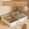 Luxe set van 2 opbergdozen voor ondergoed met transparante deksels voor beha's en slips - Ondergoed Onderbroeken 2-delige Set (5224K) / Verhoogd Met Deksel