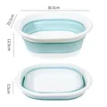Collapsible portable washbasin for travel showing 36.5cm width and folded height - L / Blue