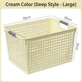 Cesta de almacenamiento de plástico crema con diseño de rejilla para ropa y snacks 35x25x21cm - Crema Profundo Grande