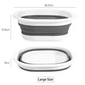 Large foldable washbasin in grey and white showing both expanded and folded dimensions - L / Light Gray