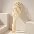 Light yellow hollow vented oval hairbrush for styling and massage, 23.5cm length - Oval Comb / Cream