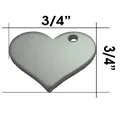 Heart-shaped silver metal tag pendant measuring 3/4 inch by 3/4 inch - Heart / 0.75x0.75 Inches
