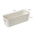 Elongated off-white rectangular desktop storage box showing dimensions 27x9.5x9.2 cm - 27cmx9.5cmx9.2cm / Off White