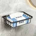 Black wall-mounted bathroom tissue holder in small square design - Gun Grey Small Square Mesh Basket