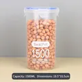 Large transparent plastic sealed food storage jar with 1500ml capacity and blue clip lid - Extra Large 1500ml / Clear