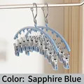 Sapphire blue arc-shaped sock drying rack with multiple durable metal clips for laundry - 2 Pcs/Set / Cloud Blue